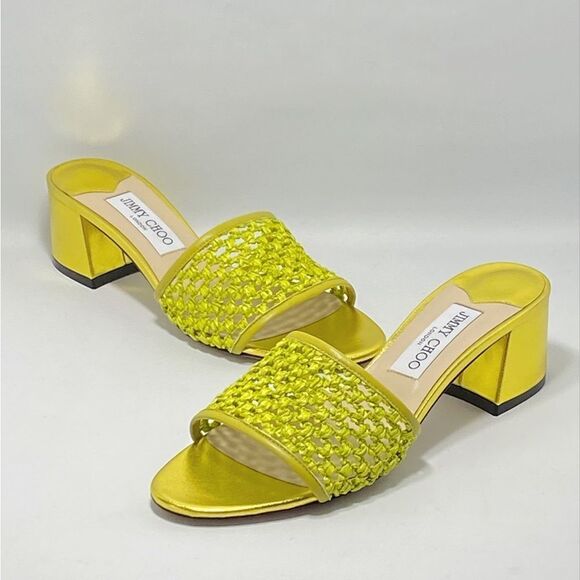 Jimmy Choo Minea Woven Raffia Sandals size 38 - Picture 7 of 12